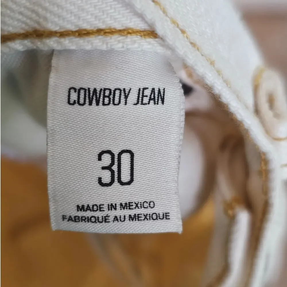 BDG Urban Outfitters Distressed Cowboy Jean Cream White Wide Leg Size 30